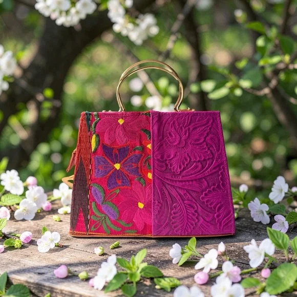 Elegant Floral Embossed Handbag - Picture 2 of 7